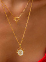 COLLAR X2 LAYERING LUCERO+ARETES BAÑO DE ORO AVEMARÍA