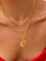 COLLAR X3 LAYERING DEST+ARETES BAÑO DE ORO AVEMARÍA