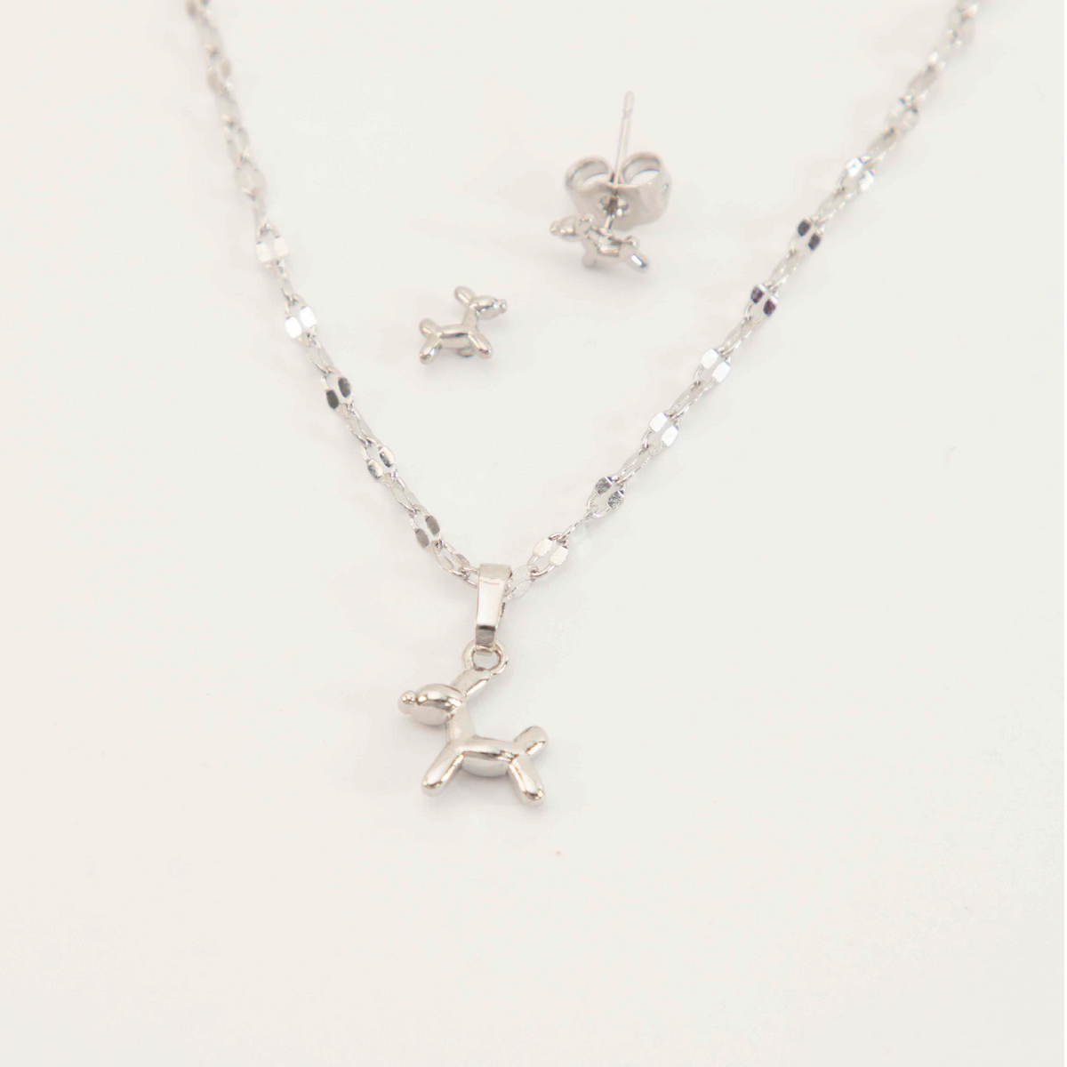 SET COLLAR+ARETES PERRITO 42CM RODIO MARTINA