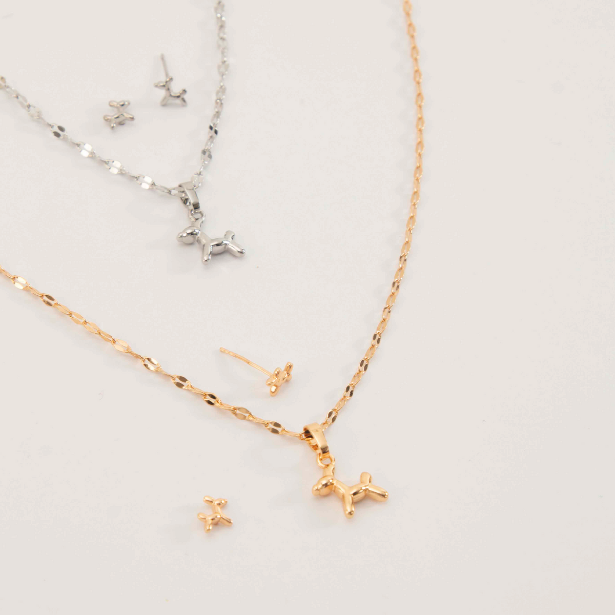 SET COLLAR+ARETES PERRITO 42CM RODIO MARTINA