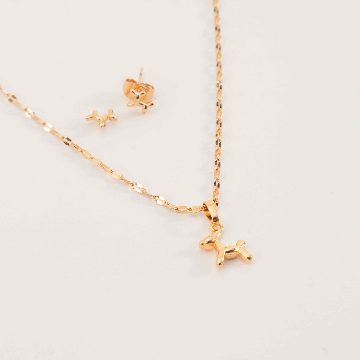 SET COLLAR+ARETES PERRITO 42CM RODIO MARTINA