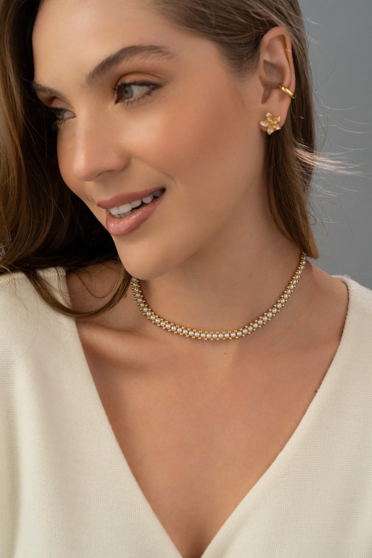 CHOKER TEJIDO A MANO PERLAS AVEMARIA