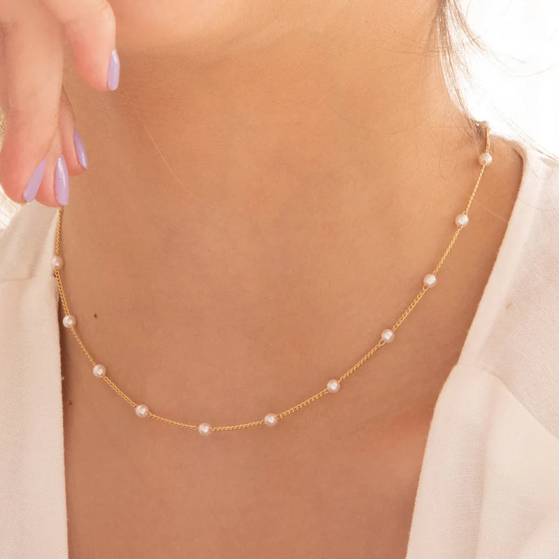 CHOKER PERLAS+ARETES BAÑO DE ORO AVEMARÍA