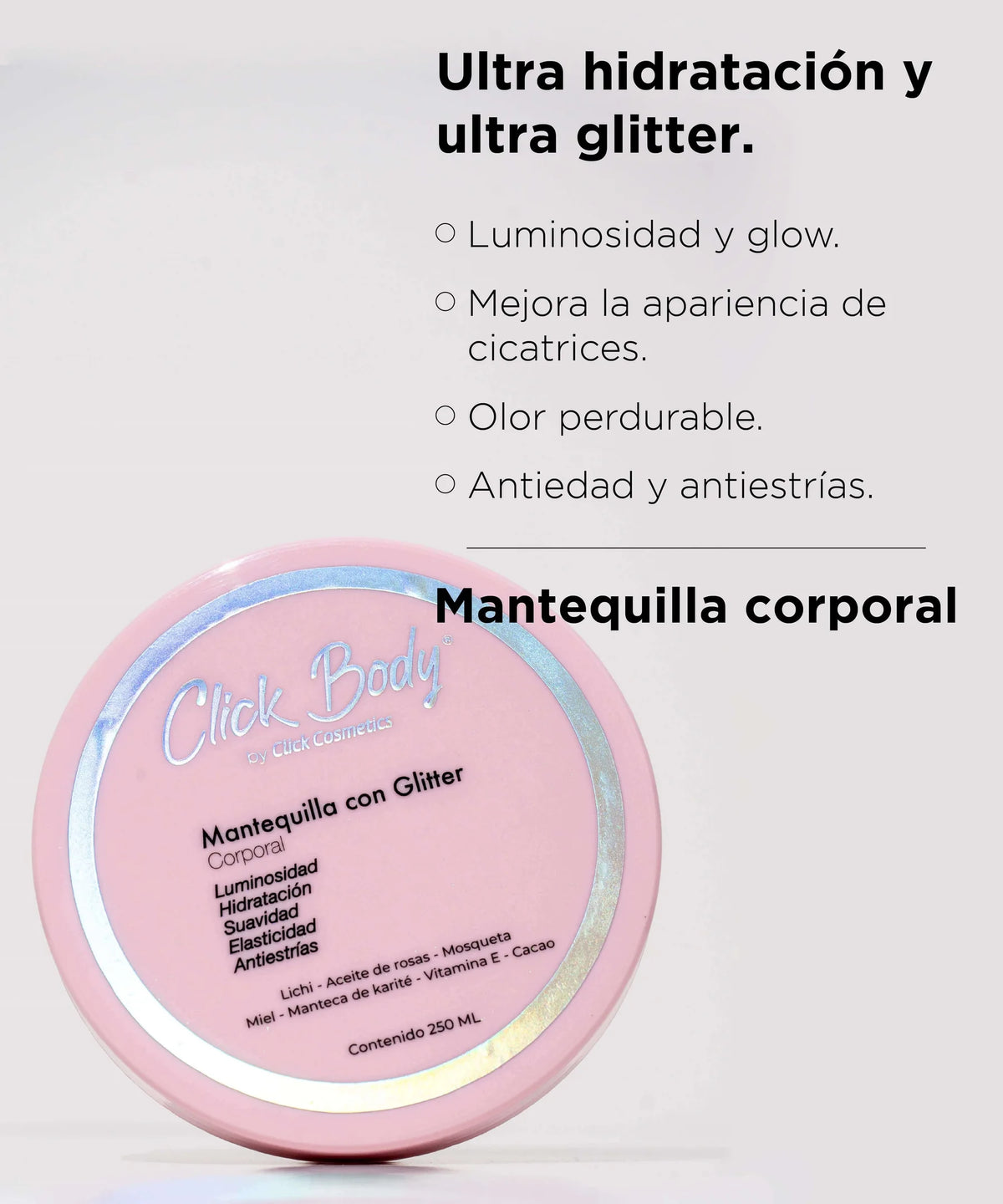 MANTEQUILLA CON GLITTER 250ML CLICK HAIR