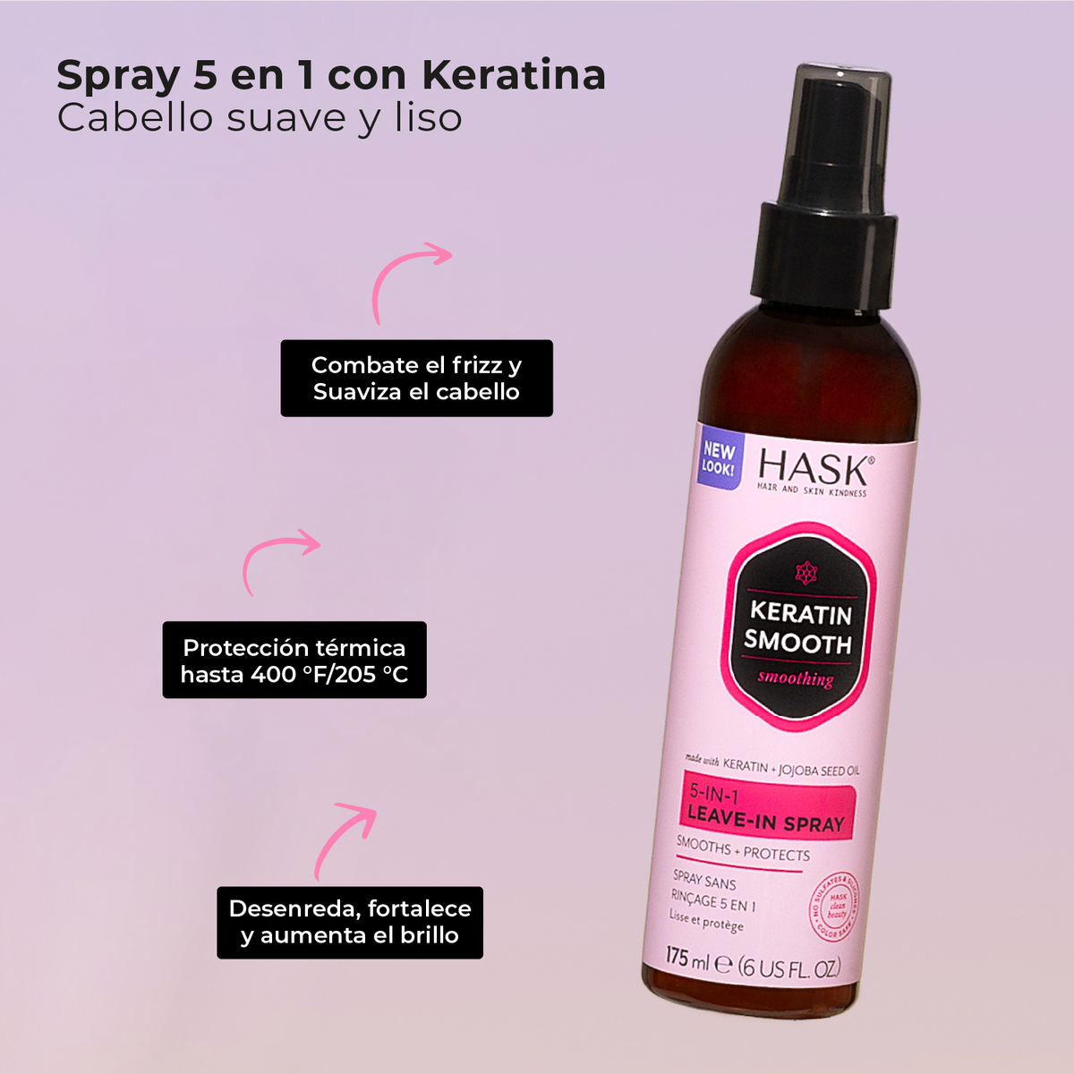 SPRAY SIN ENJUAGUE 5 EN 1 KERATINA 175ML HASK