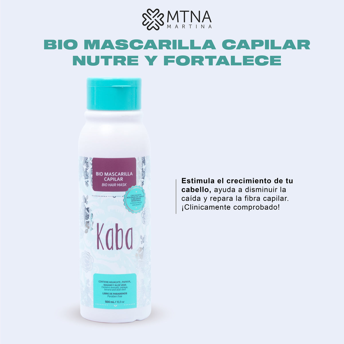 BIO MASCARILLA CAPILAR NUTRE Y FORTALECE 500ML KABA