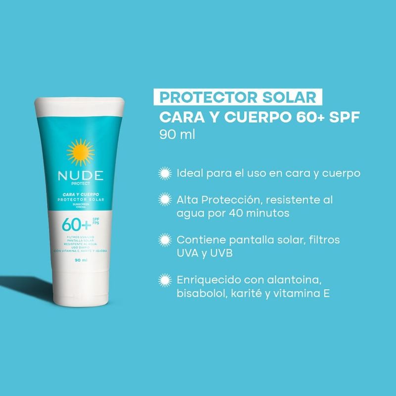 PROTECTOR SOLAR NUDE SPF60 CARA Y CUERPO 90ML NUDE