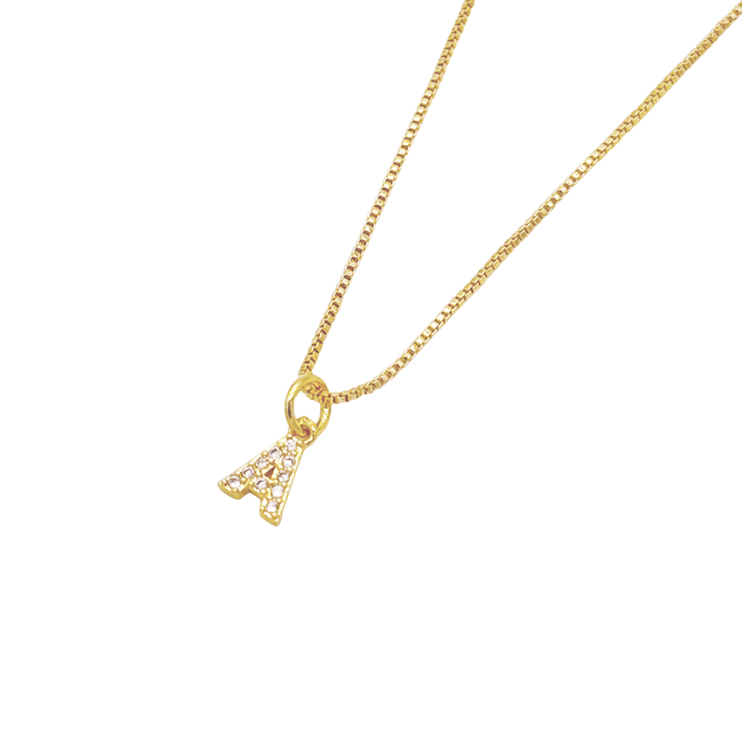 COLLAR LETRA MINI ZIRCON RODIO MARTINA