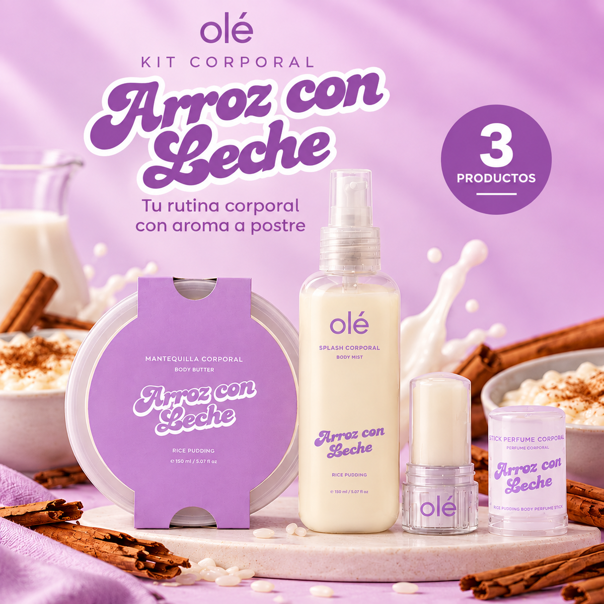 KIT CORPORAL ARROZ CON LECHE X3 ÓLE