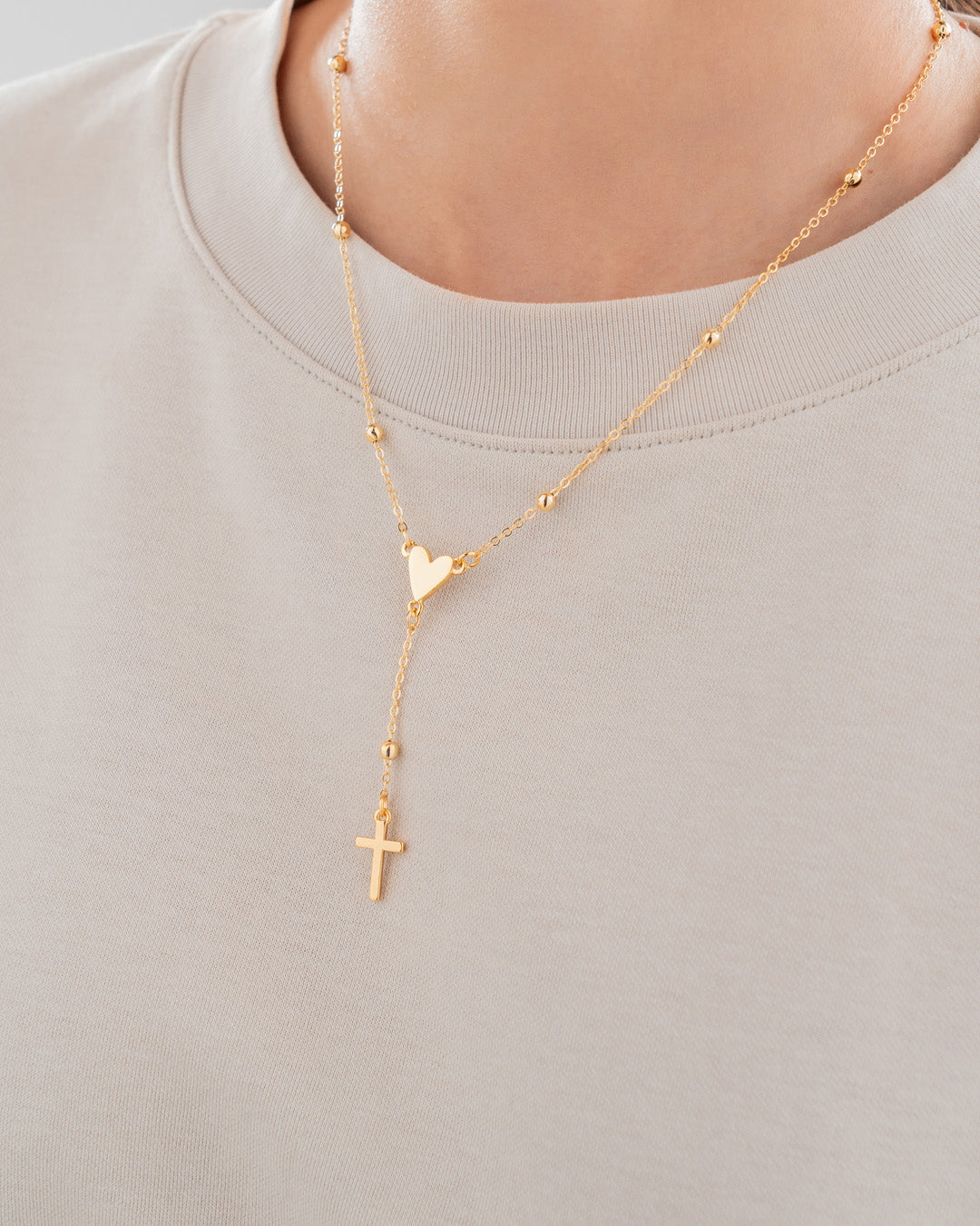 CADENA ROSARIO + ARETES AVEMARIA
