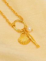 COLLAR PERLA CONCHA+ARETES BAÑO DE ORO AVEMARÍA