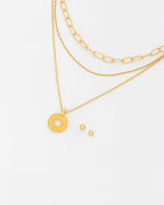 COLLAR X3 LAYERING DEST+ARETES BAÑO DE ORO AVEMARÍA