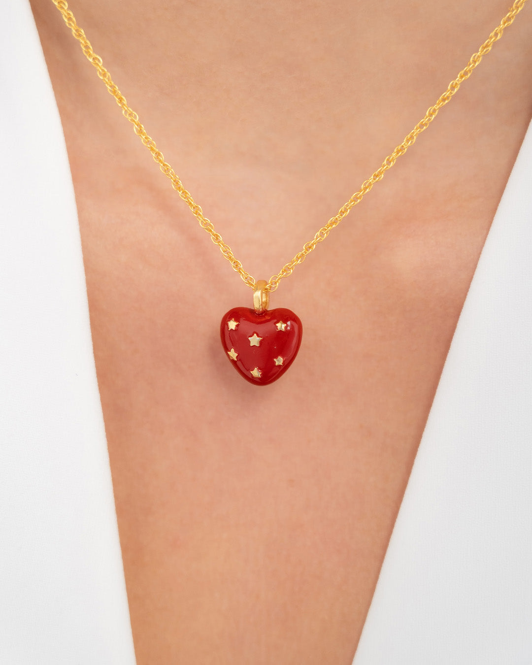 COLLAR CORAZÓN ESTRELLAS ROJO AVEMARIA