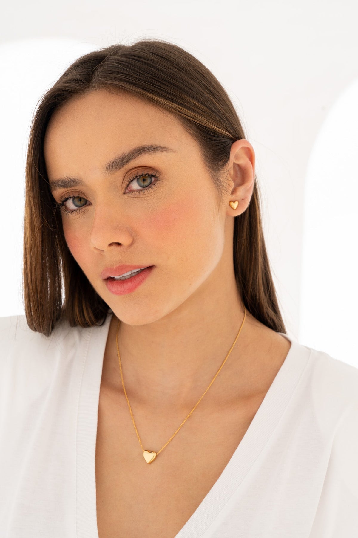 SET COLLAR + ARETE CORAZON LISO AVEMARIA