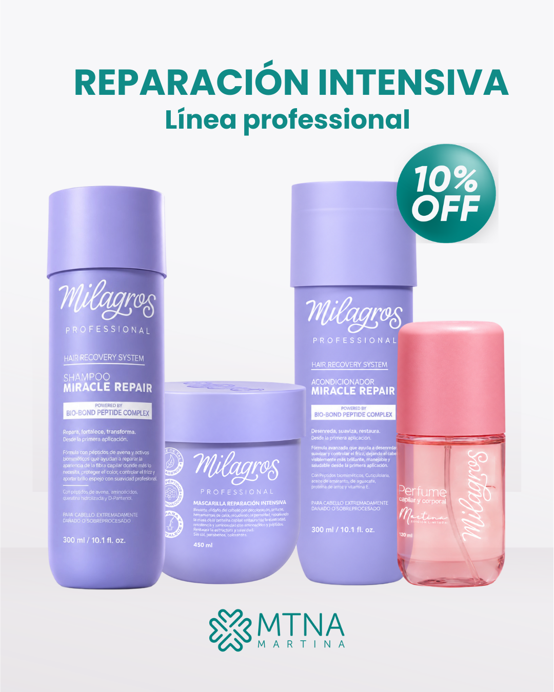 KIT CAPILAR PROFESSIONAL REPARACIÓN INTENSIVA X4 MILAGROS