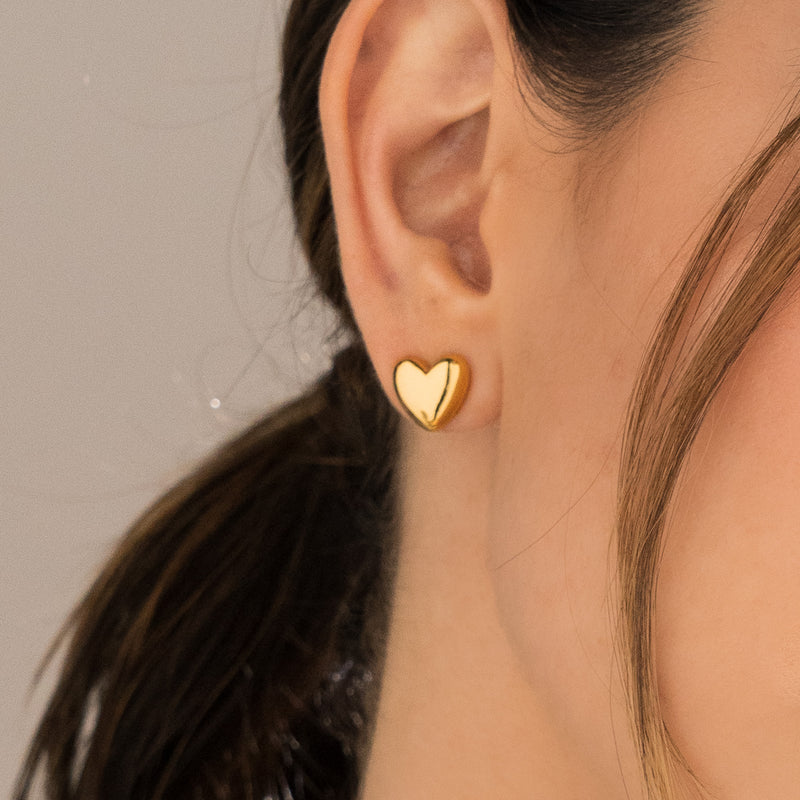 ARETES CORAZÓN MINI CHUNKY BAÑO ORO/PLATAAVEMARIA