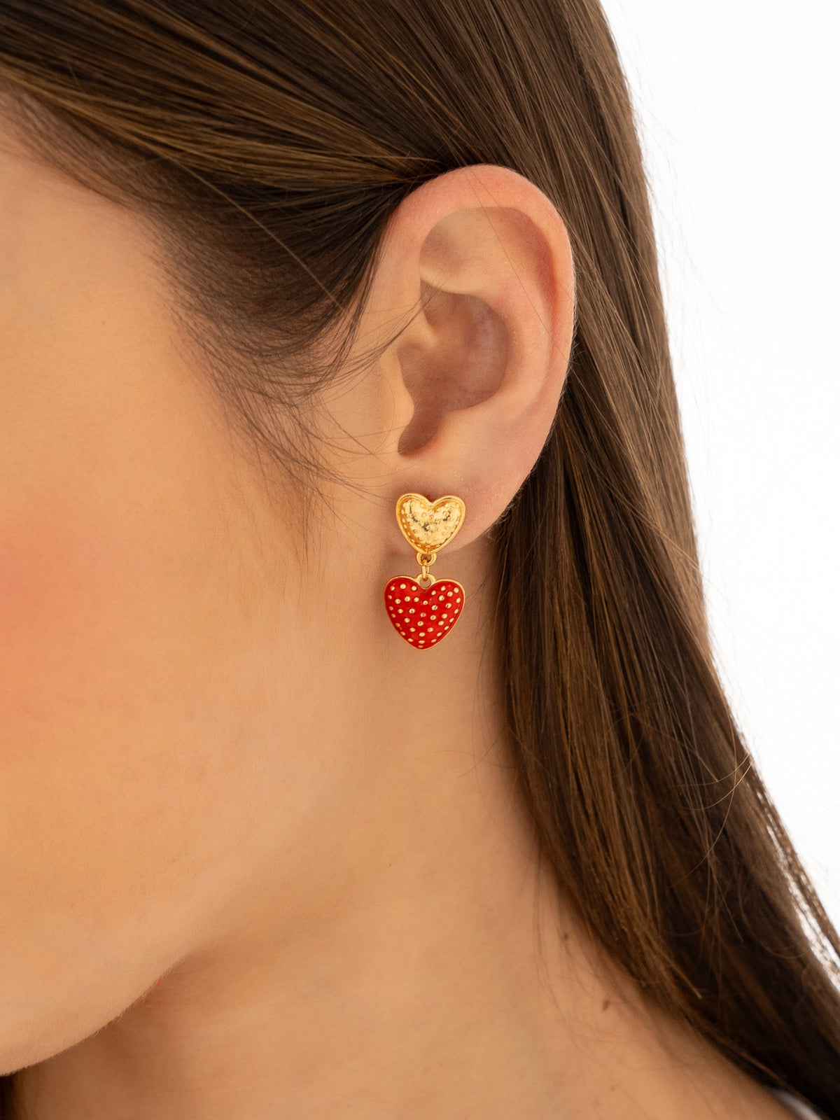 ARETES DUO CORAZÓN BY JOSE Y CAMI EN BAÑO DE ORO AVEMARÍA