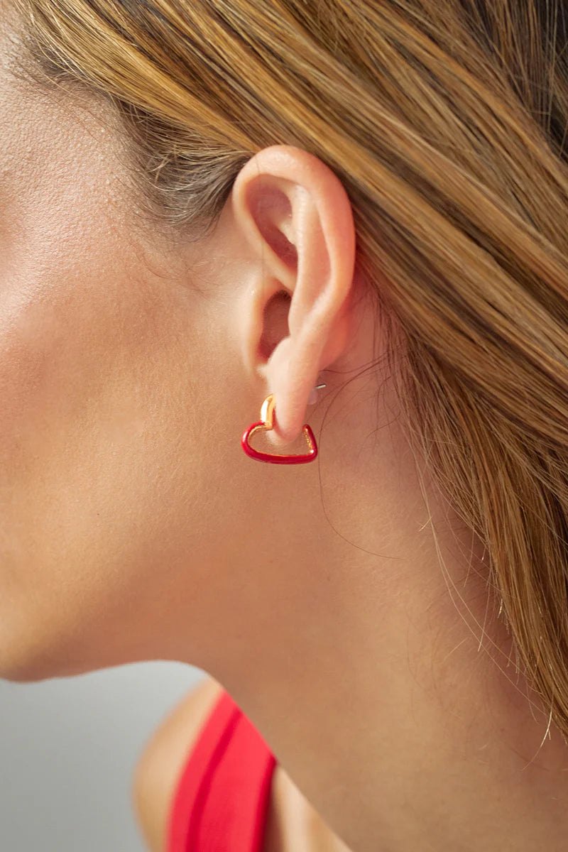 ARETES CORAZÓN PLANO BAÑO DE ORO AVEMARÍA