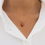 CADENA CORAZÓN ANATÓMICO + ARETES BAÑO ORO/PLATA AVEMARIA