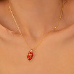 CADENA CORAZÓN ANATÓMICO + ARETES BAÑO ORO/PLATA AVEMARIA