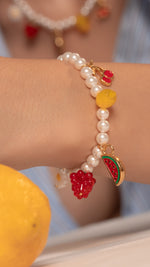 SET PULSERA BROCHE FRUTAS + ARETES