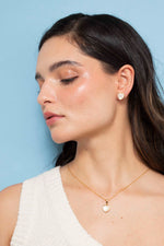 SET COLLAR+ARETES CORAZÓN NACAR 42,5CM RODIO MARTINA