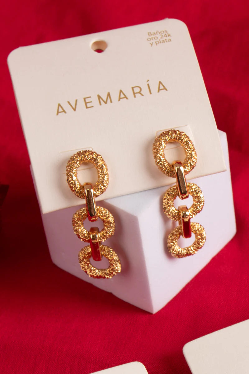 ARETES X3 OVALO TEXTURA BAÑO DE ORO/PLATA AVEMARIA