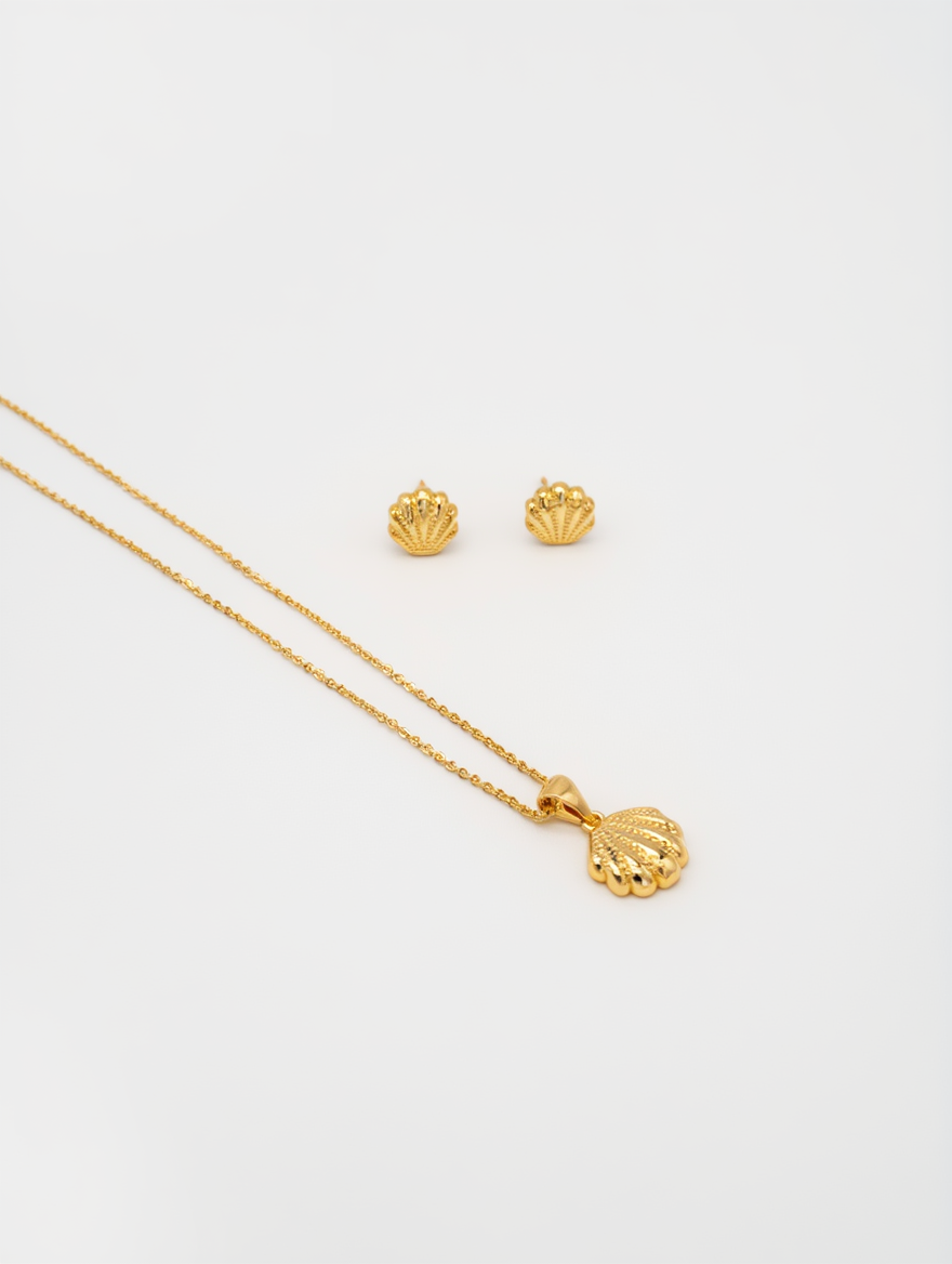 COLLAR + ARETE CONCHA RODIO MARTINA