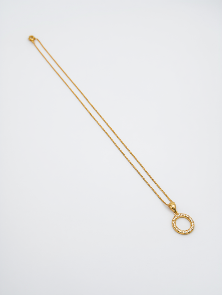 COLLAR + ARETE ARO ZIRCON RODIO MARTINA