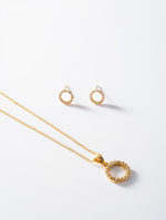 COLLAR + ARETE ARO ZIRCON RODIO MARTINA