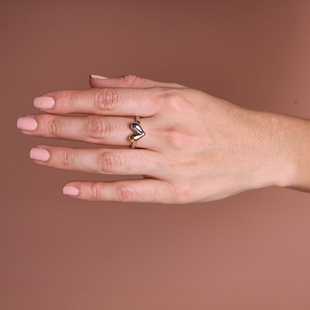 ANILLO CORAZÓN AJUSTABLE BICOLOR RODIO MARTINA