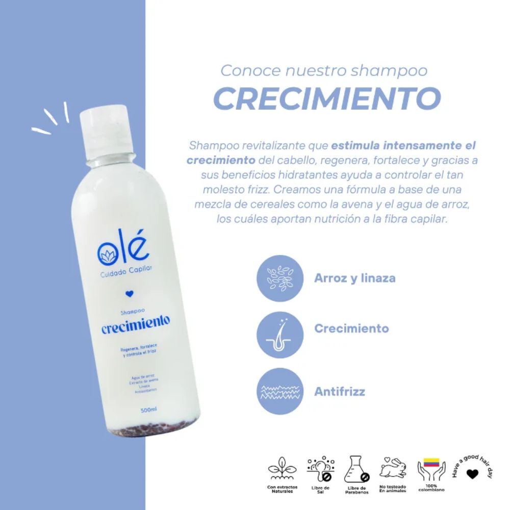 SHAMPOO REVITALIZANTE DE ARROZ Y LINAZA 500ML OLÉ