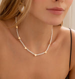 CHOKER PERLA CORAZON + ARETES AVEMARIA