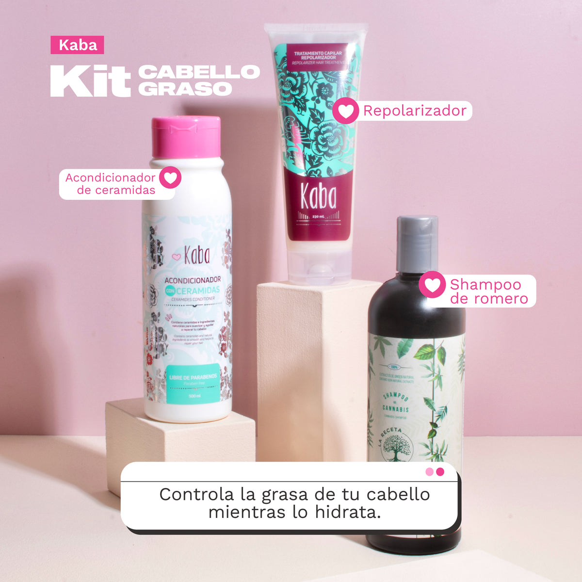 KIT X3 CABELLO GRASO KABA + LA RECETA