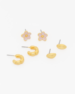 SET X3 ARETES HOJA Y FLOR AVEMARÍA