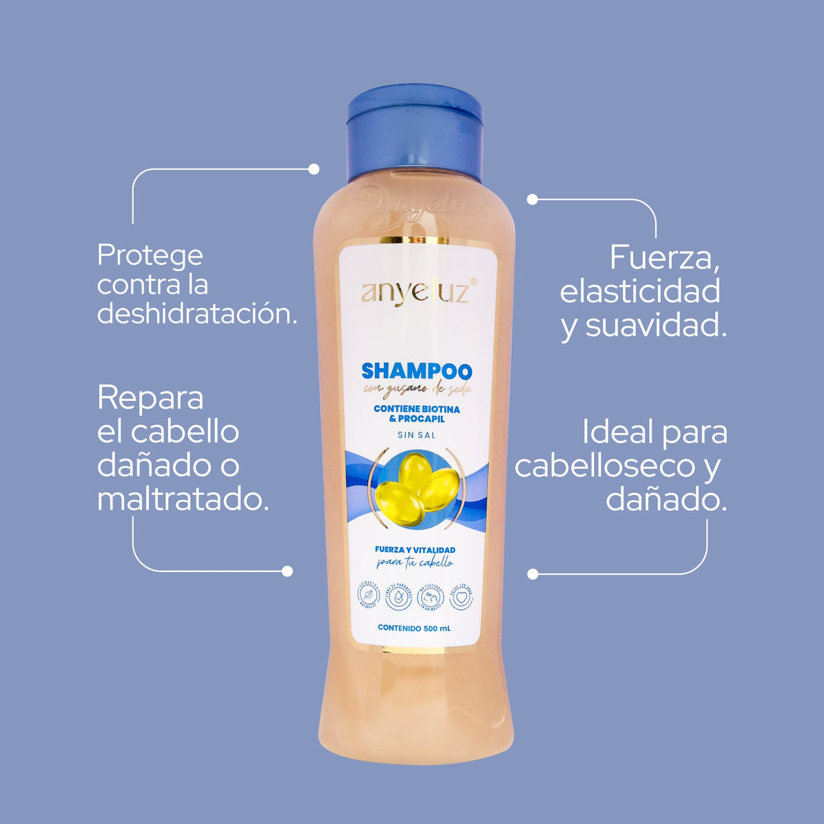 SHAMPOO GUSANO DE SEDA 500ML ANYELUZ