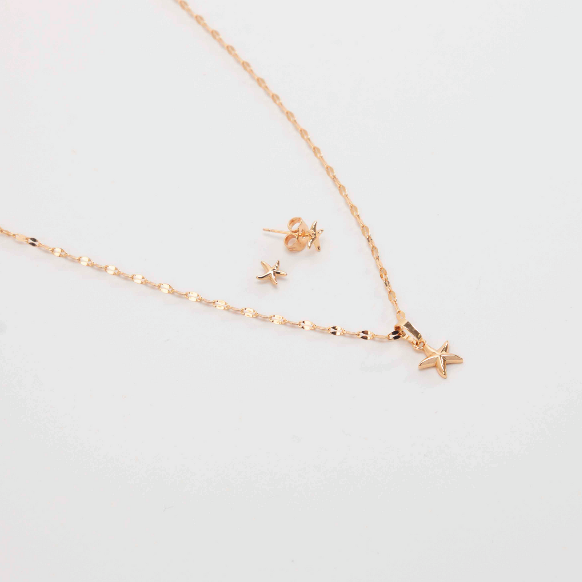 SET COLLAR+ARETES ESTRELLA MAR RODIO 42CM MARTINA