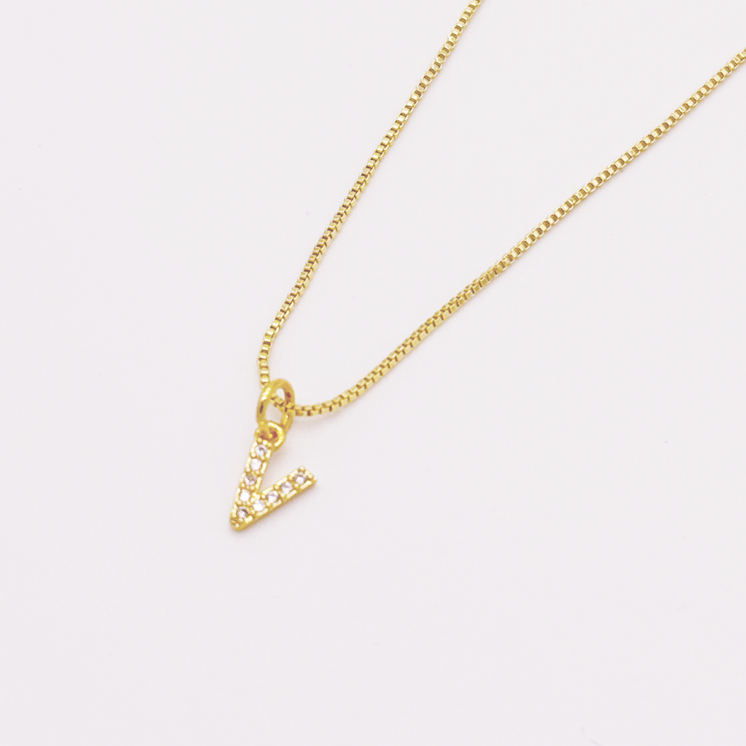 COLLAR LETRA MINI ZIRCON RODIO MARTINA