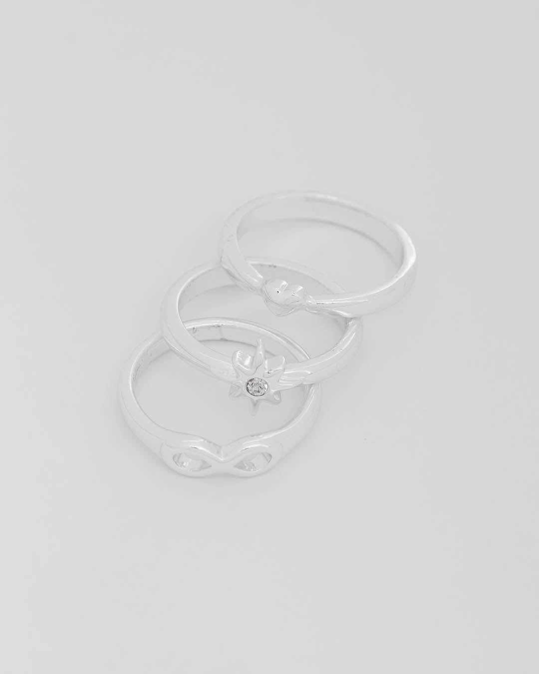 SET X3 ANILLOS INFINITO PLATA TALLA 8