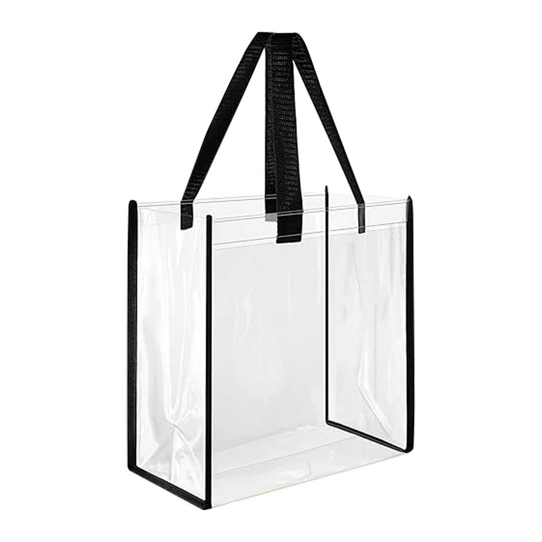 BOLSA TRANSPARENTE PLASTICA BORDE DORADO/NEGRO MARTINA