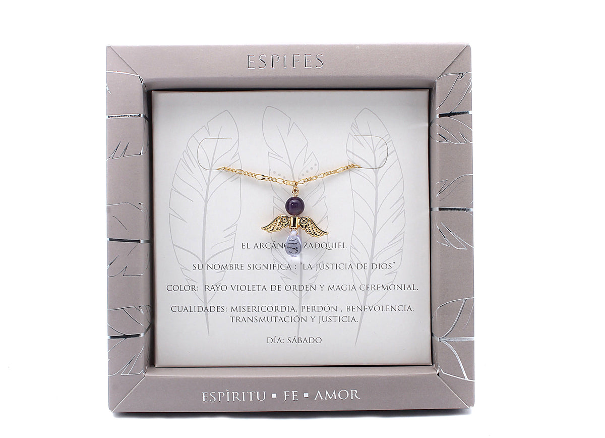 COLLAR ARCÁNGEL ZADQUIEL BRONCE/BAÑO DE ORO 45CM ESPIFES