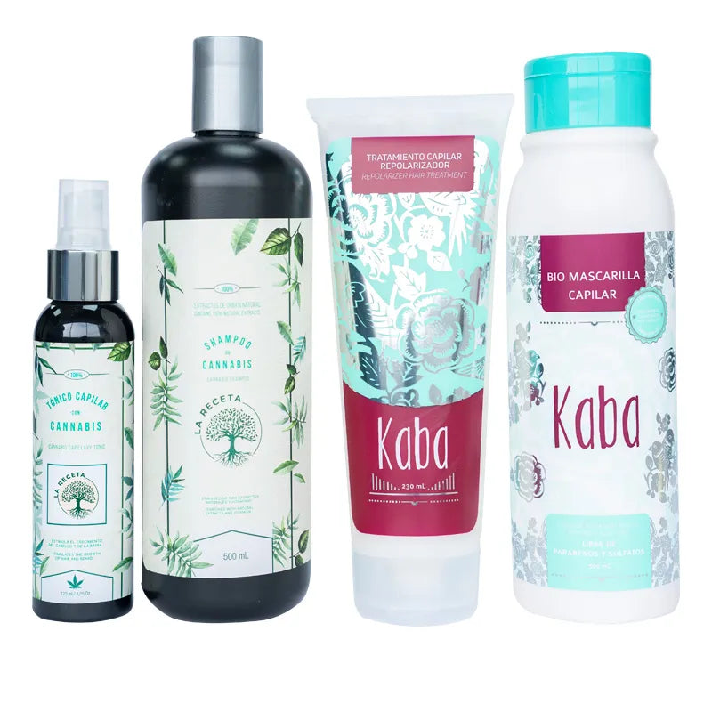 KIT X4 CRECIMIENTO ACELERADO PARA CABELLO SECO KABA + LA RECETA