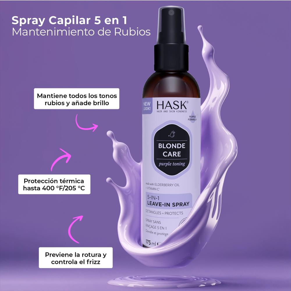SPRAY SIN ENJUAGUE 5 EN 1 RUBIOS BLONDE CARE 175ML HASK