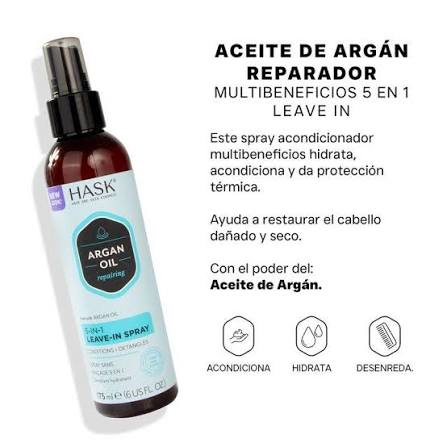 SPRAY SIN ENJUAG 5 EN 1 ARGAN OIL 175ML HASK