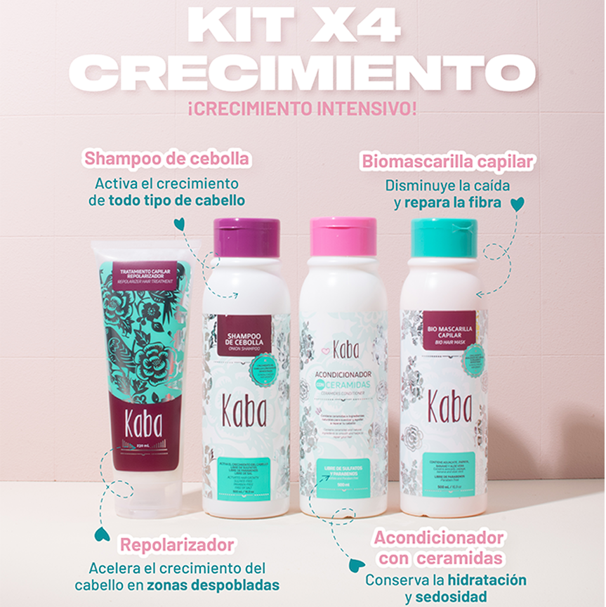 KIT CRECIMIENTO, HIDRATACIÓN Y REPARACIÓN X4 KABA