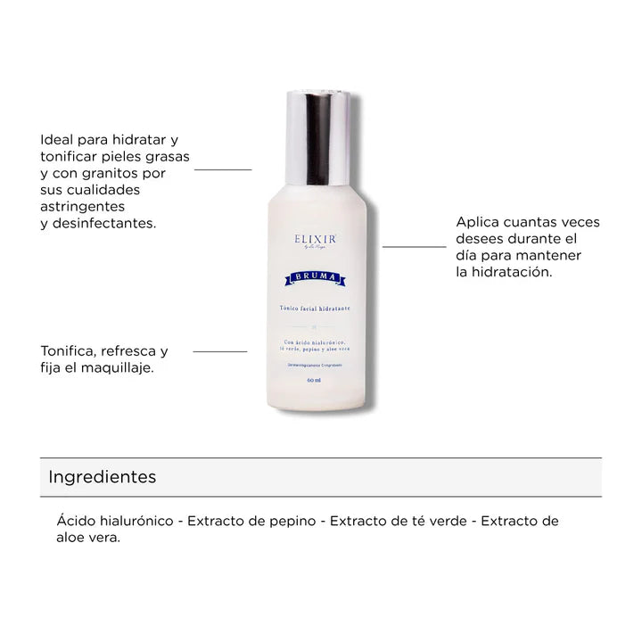 TÓNICO FACIAL HIDRATANTE BRUMA 50ML ELIXIR