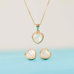 SET COLLAR+ARETES CORAZÓN NACAR 42,5CM RODIO MARTINA