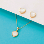 SET COLLAR+ARETES CORAZÓN NACAR 42,5CM RODIO MARTINA