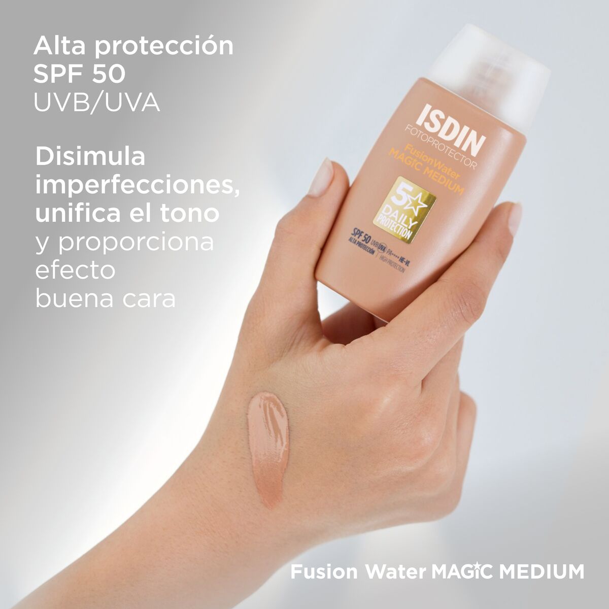 FOTOPROTECTOR FUSION WATER MAGIC GLOW SPF 50 MEDIUM 50ML ISDIN