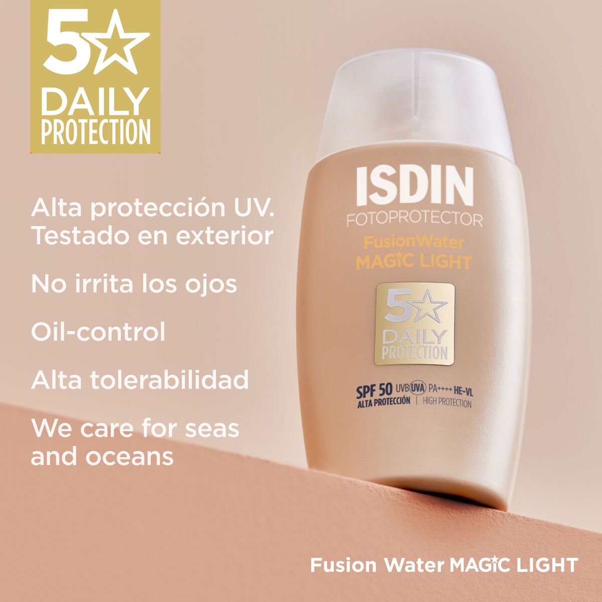 FOTOPROTECTOR FUSION WATER MAGIC GLOW SPF 50 LIGHT 50ML ISDIN